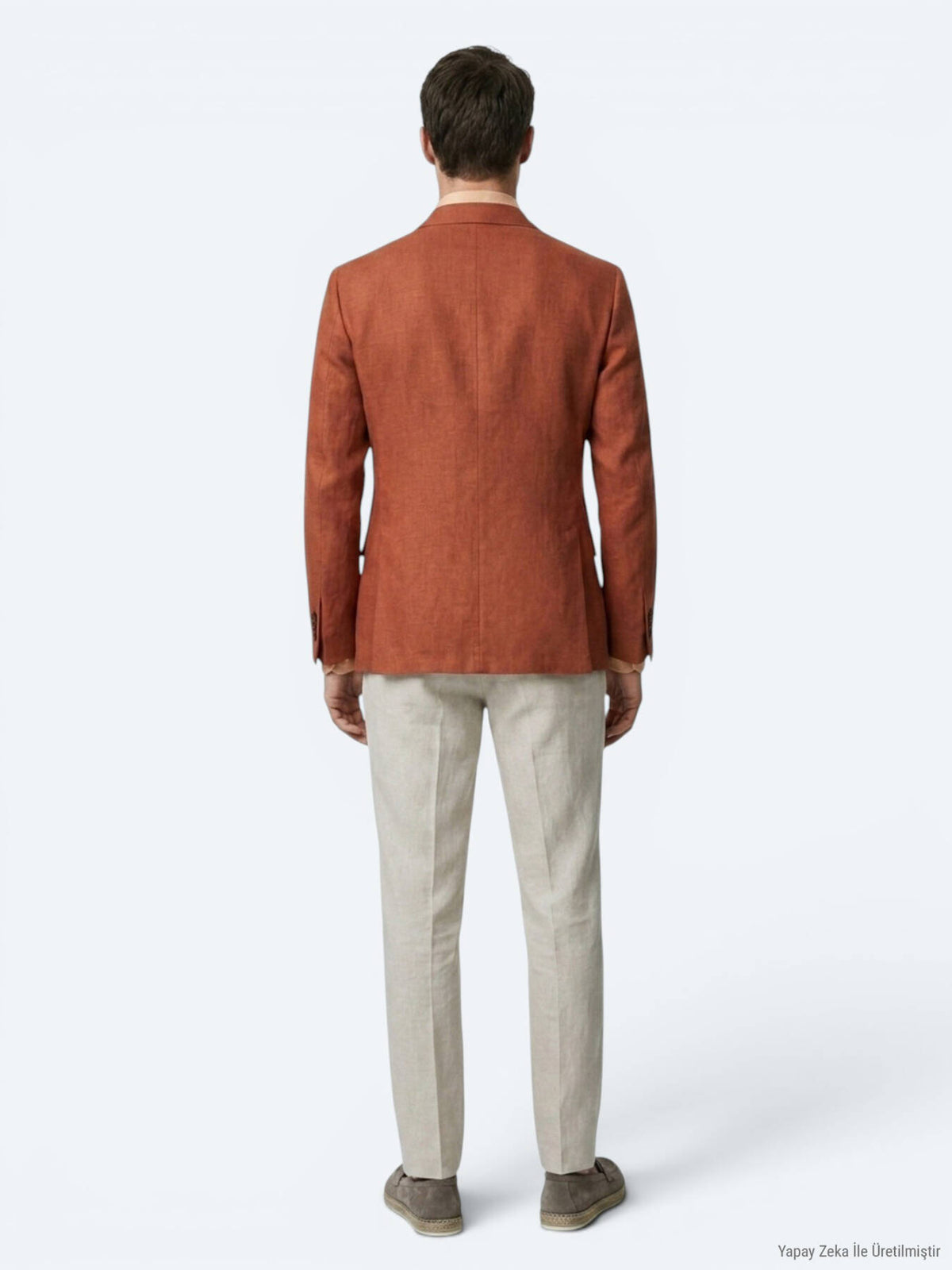 Kiremit Düz Modern Fit %100 Keten Ceket