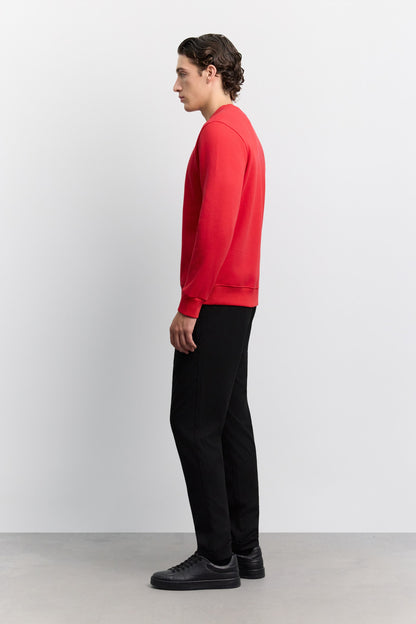Kırmızı Bisiklet Yaka 3 Iplik Şardonlu -5 Dereceye Dayanıklı Sweatshirt