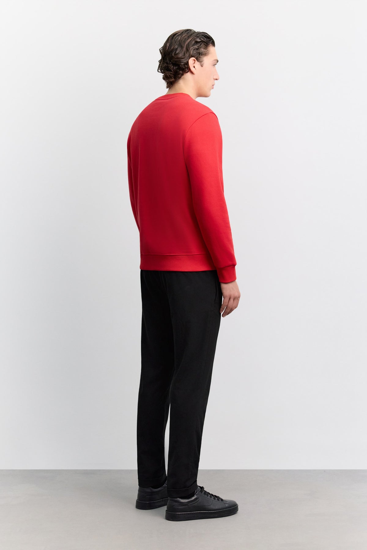 Kırmızı Bisiklet Yaka 3 Iplik Şardonlu -5 Dereceye Dayanıklı Sweatshirt