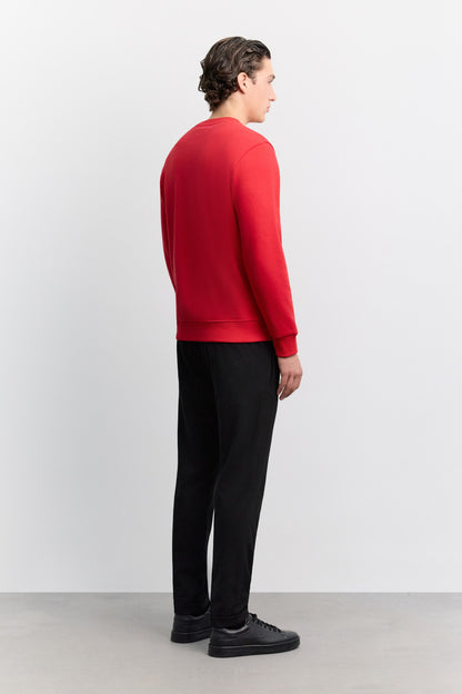 Kırmızı Bisiklet Yaka 3 Iplik Şardonlu -5 Dereceye Dayanıklı Sweatshirt