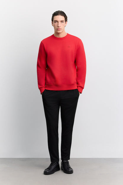 Kırmızı Bisiklet Yaka 3 Iplik Şardonlu -5 Dereceye Dayanıklı Sweatshirt
