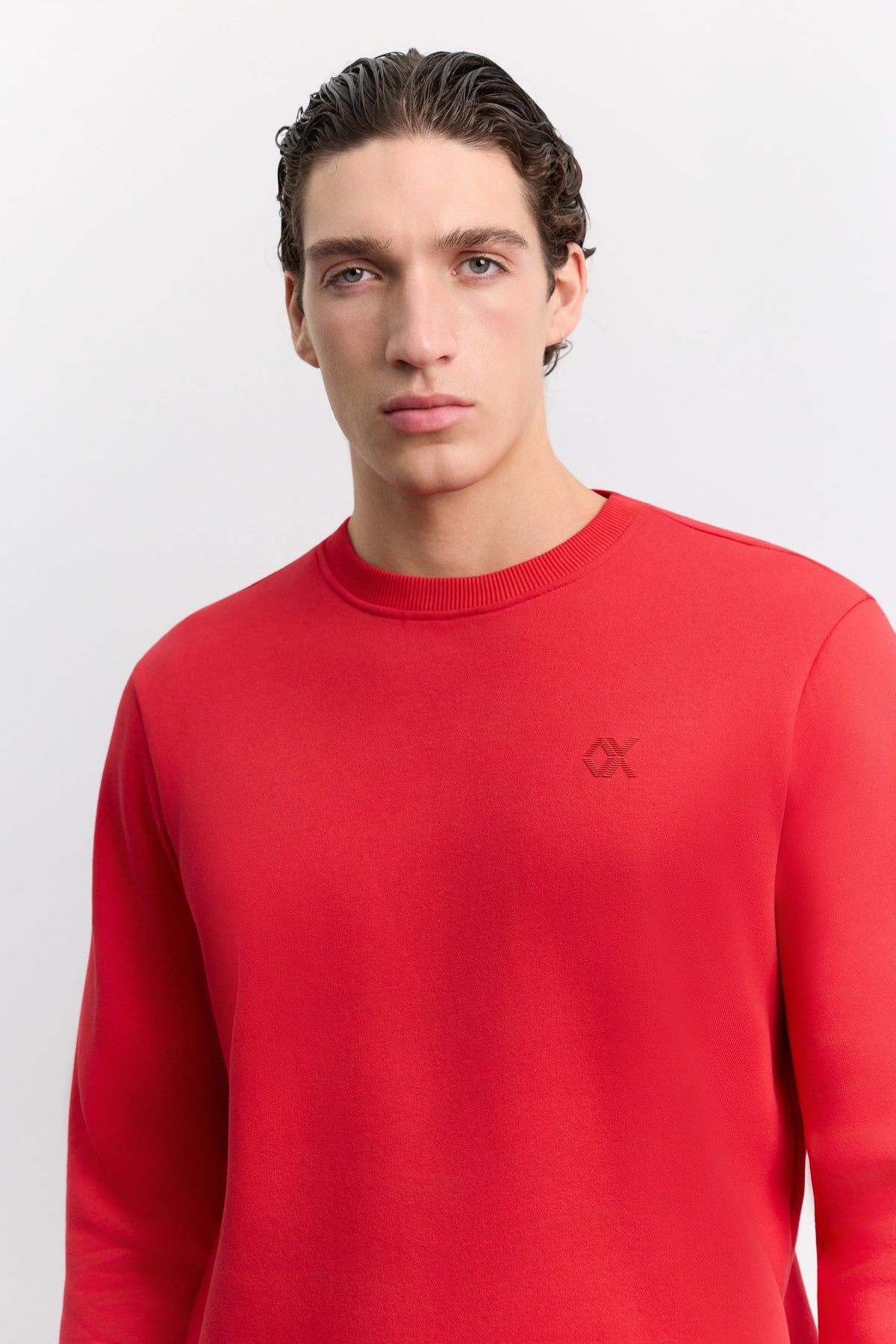 Kırmızı Bisiklet Yaka 3 Iplik Şardonlu -5 Dereceye Dayanıklı Sweatshirt