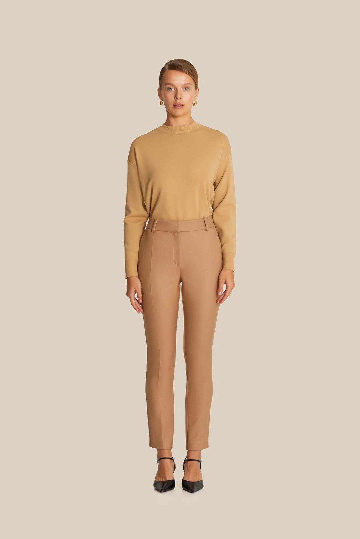 Klasik Kesim Camel Kaşe Pantolon