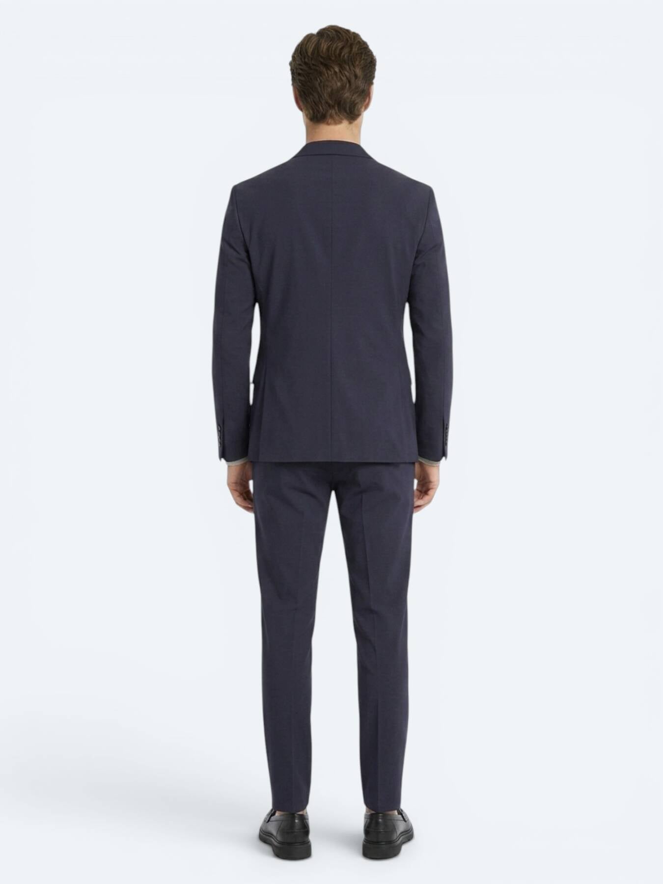 Koyu Gri Düz Modern Fit Örme Takım Elbise