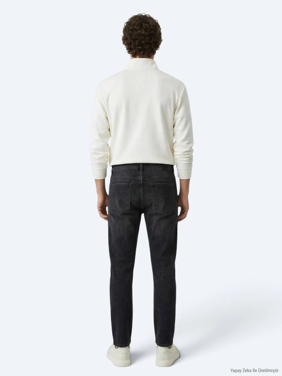 Koyu Gri Düz Slim Fit Denim Pamuk Karışımlı Pantolon