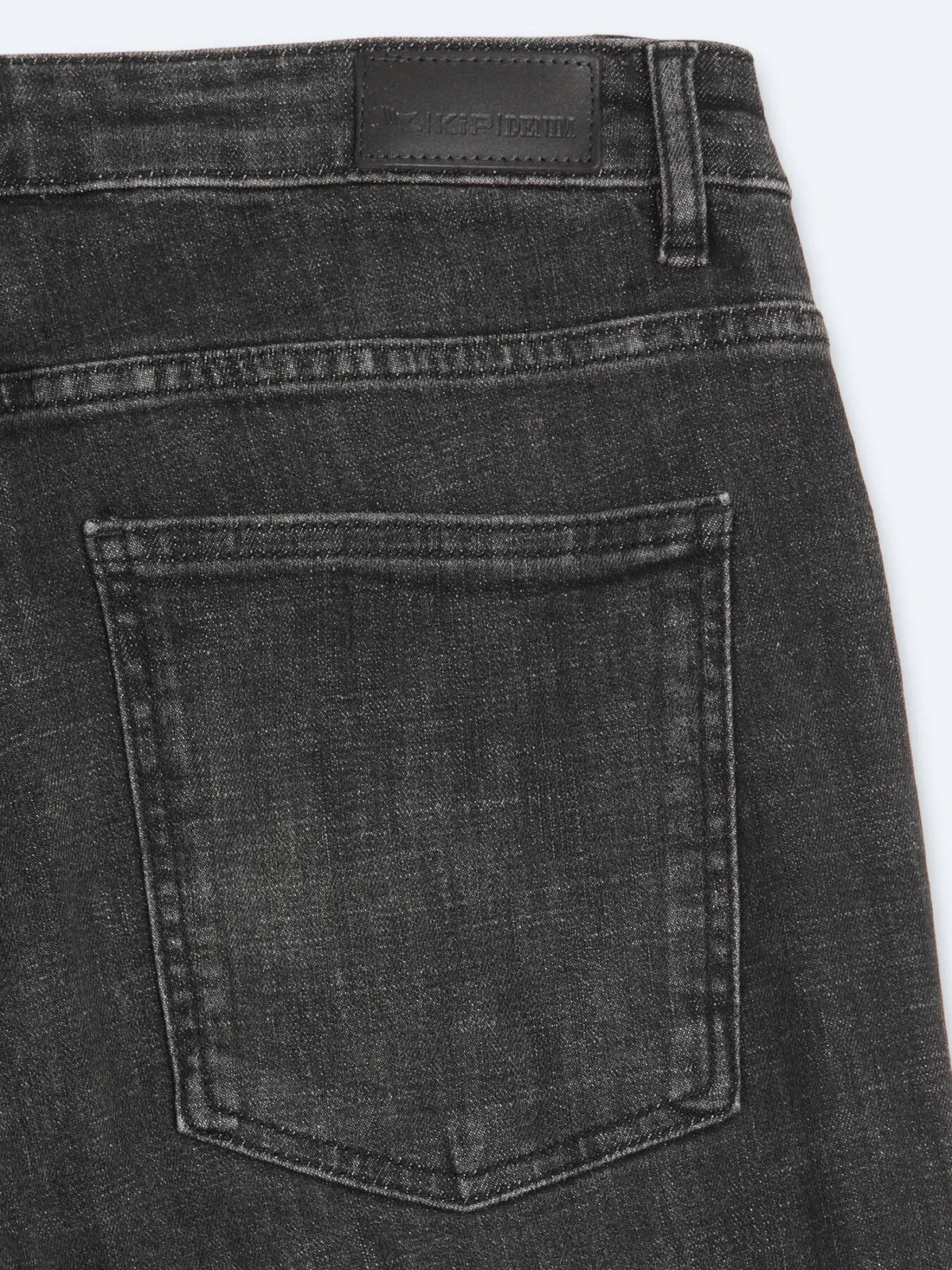 Koyu Gri Düz Slim Fit Denim Pamuk Karışımlı Pantolon