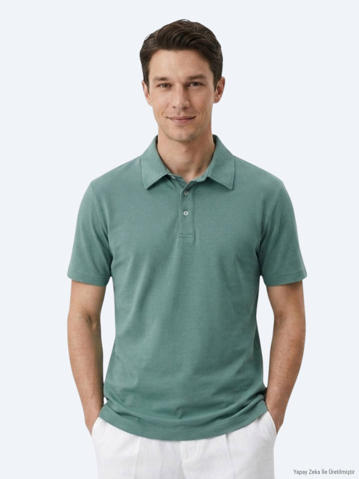 Koyu Haki Düz Pamuk Karışımlı T-shirt