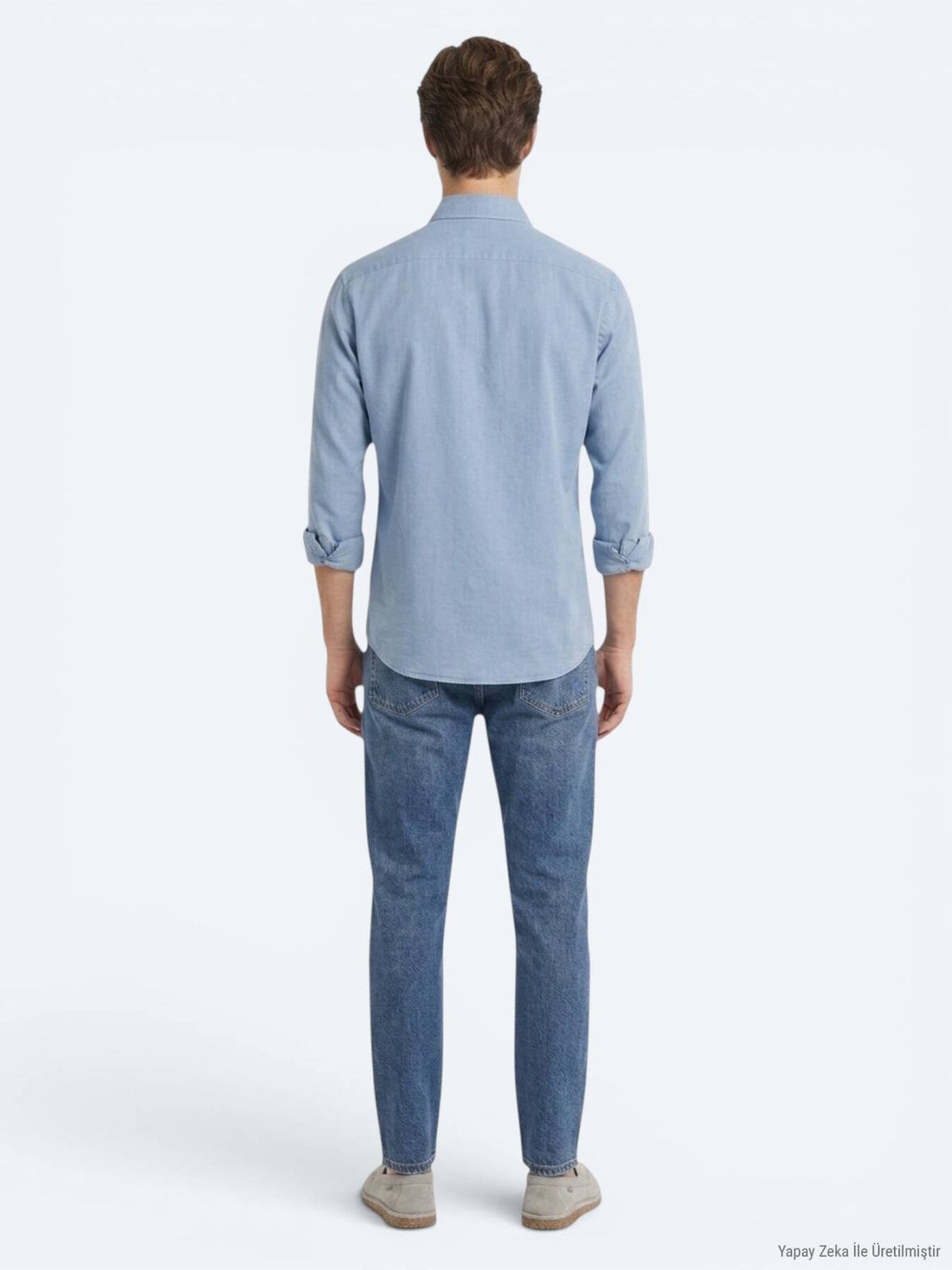 Koyu Indigo Düz Regular Fit Uzun Dokuma Casual Pamuk Karışımlı Gömlek