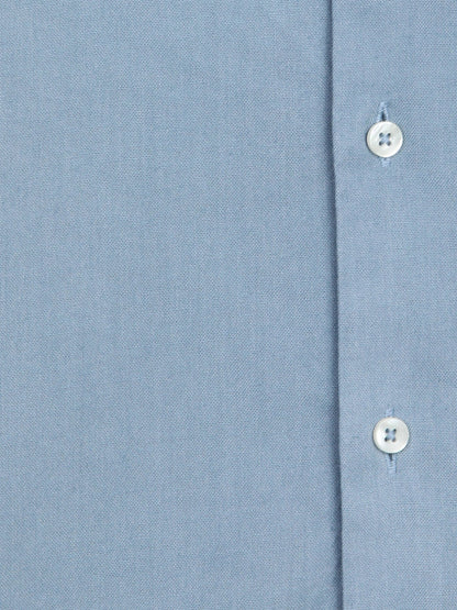 Koyu Indigo Düz Regular Fit Uzun Dokuma Casual Pamuk Karışımlı Gömlek