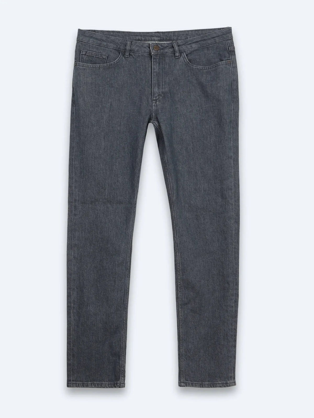 Koyu Mavi Düz Slim Fit Denim Pamuk Karışımlı Pantolon