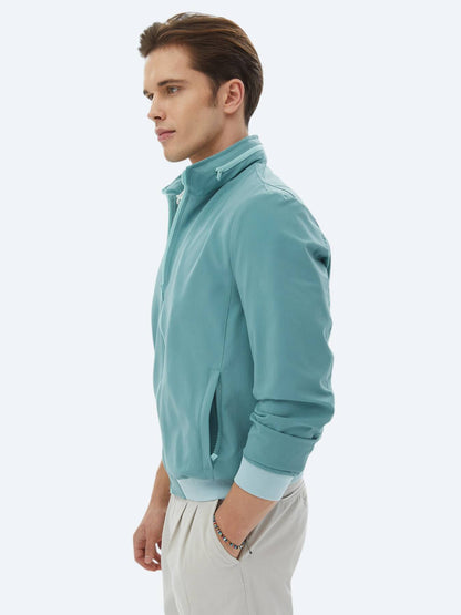 Koyu Mint Regular Fit Dik Yaka Casual Dokuma Mont
