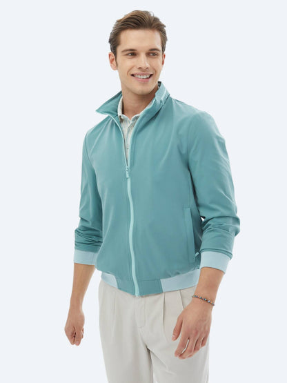 Koyu Mint Regular Fit Dik Yaka Casual Dokuma Mont