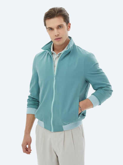 Koyu Mint Regular Fit Dik Yaka Casual Dokuma Mont