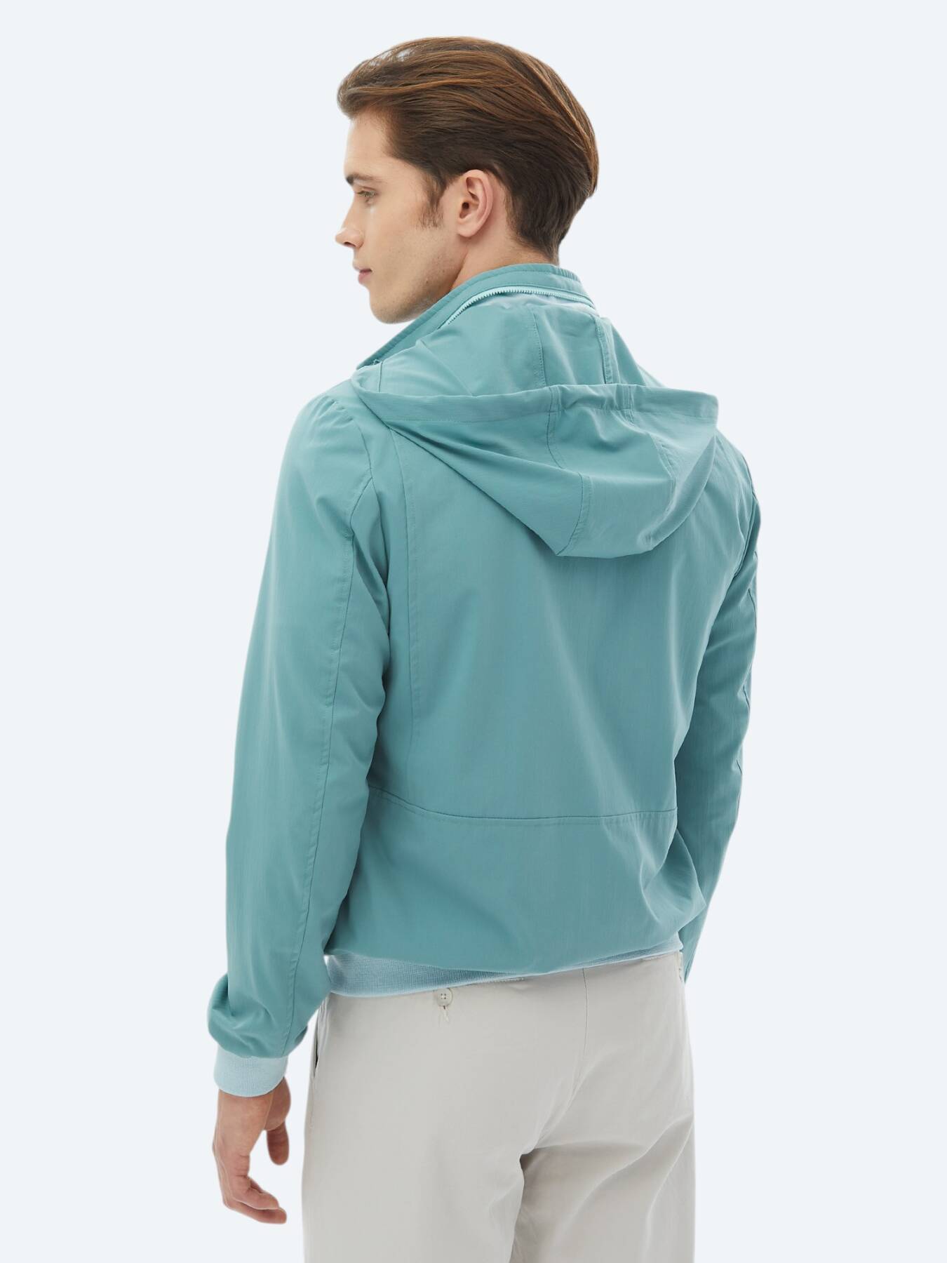 Koyu Mint Regular Fit Dik Yaka Casual Dokuma Mont