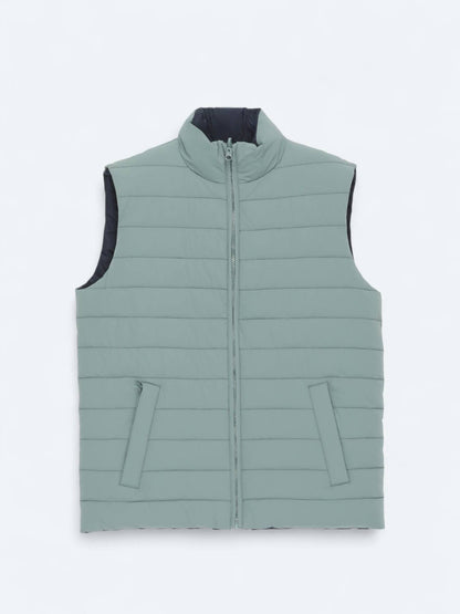 Koyu Mint Regular Fit Dik Yaka Casual Dokuma Spor Yelek