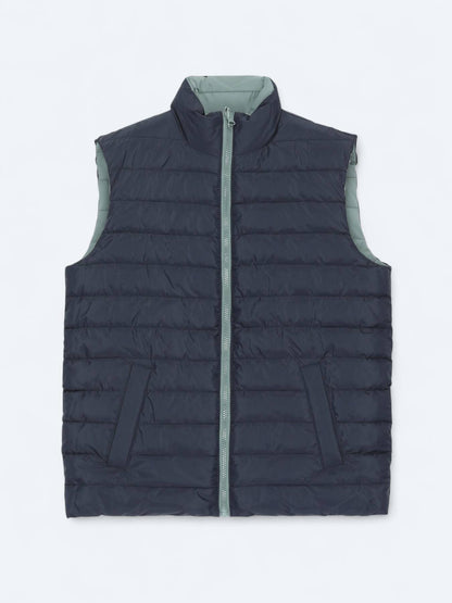 Koyu Mint Regular Fit Dik Yaka Casual Dokuma Spor Yelek