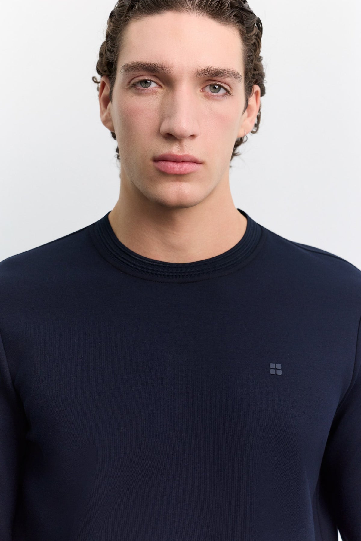 Lacivert Bisiklet Yaka Kolay Ütülenen Sweatshirt