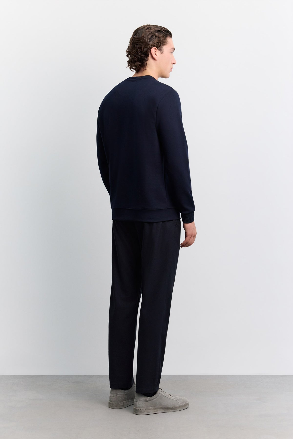 Lacivert Bisiklet Yaka Kolay Ütülenen Sweatshirt