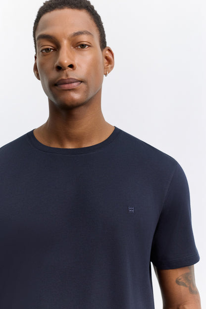 Lacivert Bisiklet Yaka Soft Touch Basic T-shirt