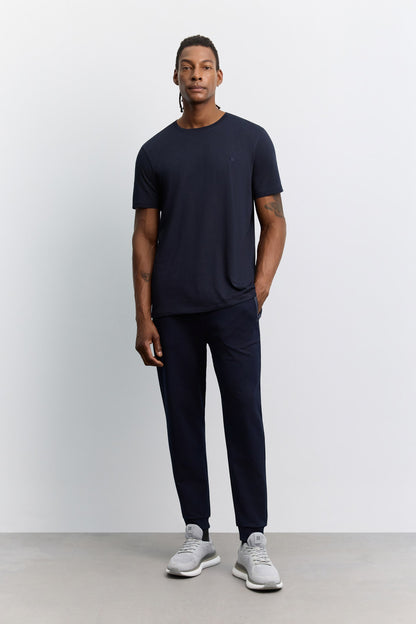 Lacivert Bisiklet Yaka Soft Touch Basic T-shirt