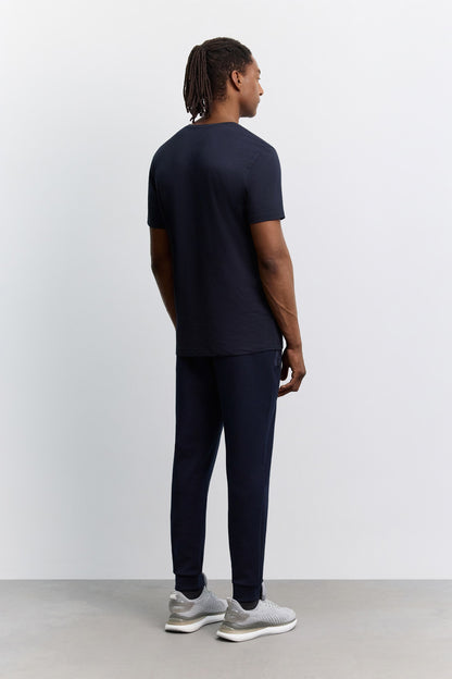 Lacivert Bisiklet Yaka Soft Touch Basic T-shirt