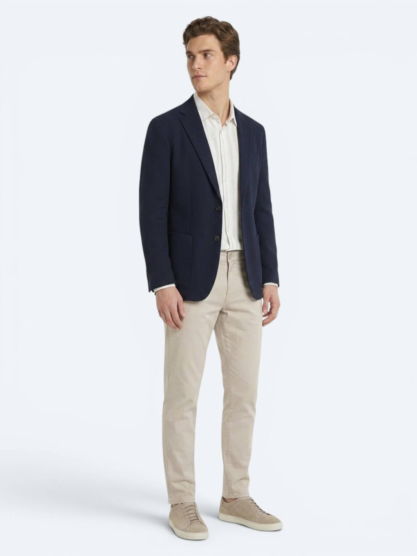 Lacivert Çizgili Comfort Fit Ceket