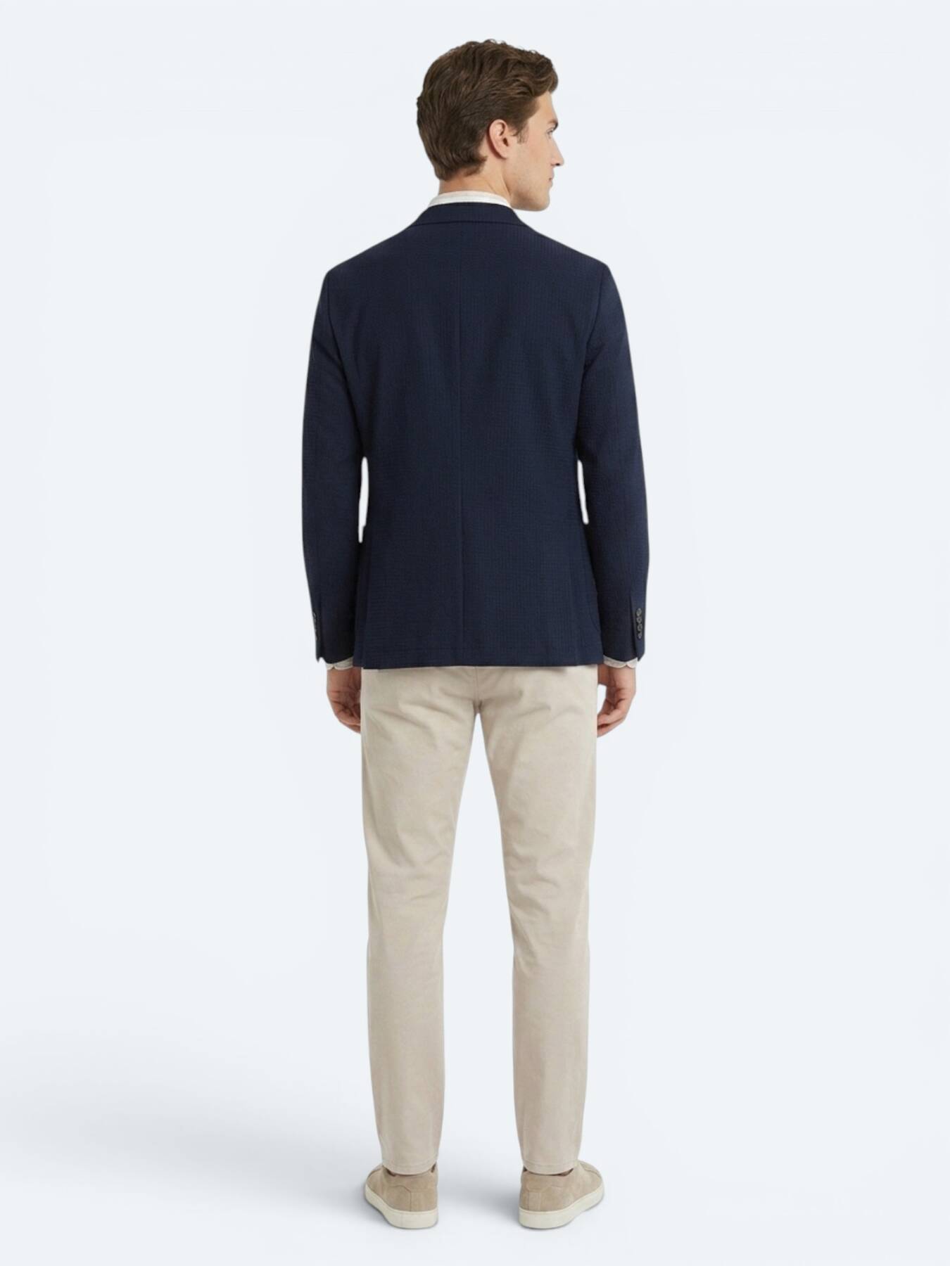 Lacivert Çizgili Comfort Fit Ceket