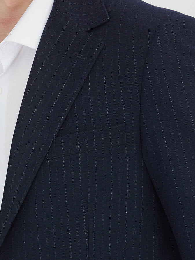 Lacivert Çizgili Modern Fit Takım Elbise
