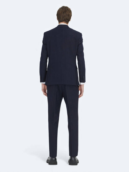 Lacivert Çizgili Modern Fit Takım Elbise