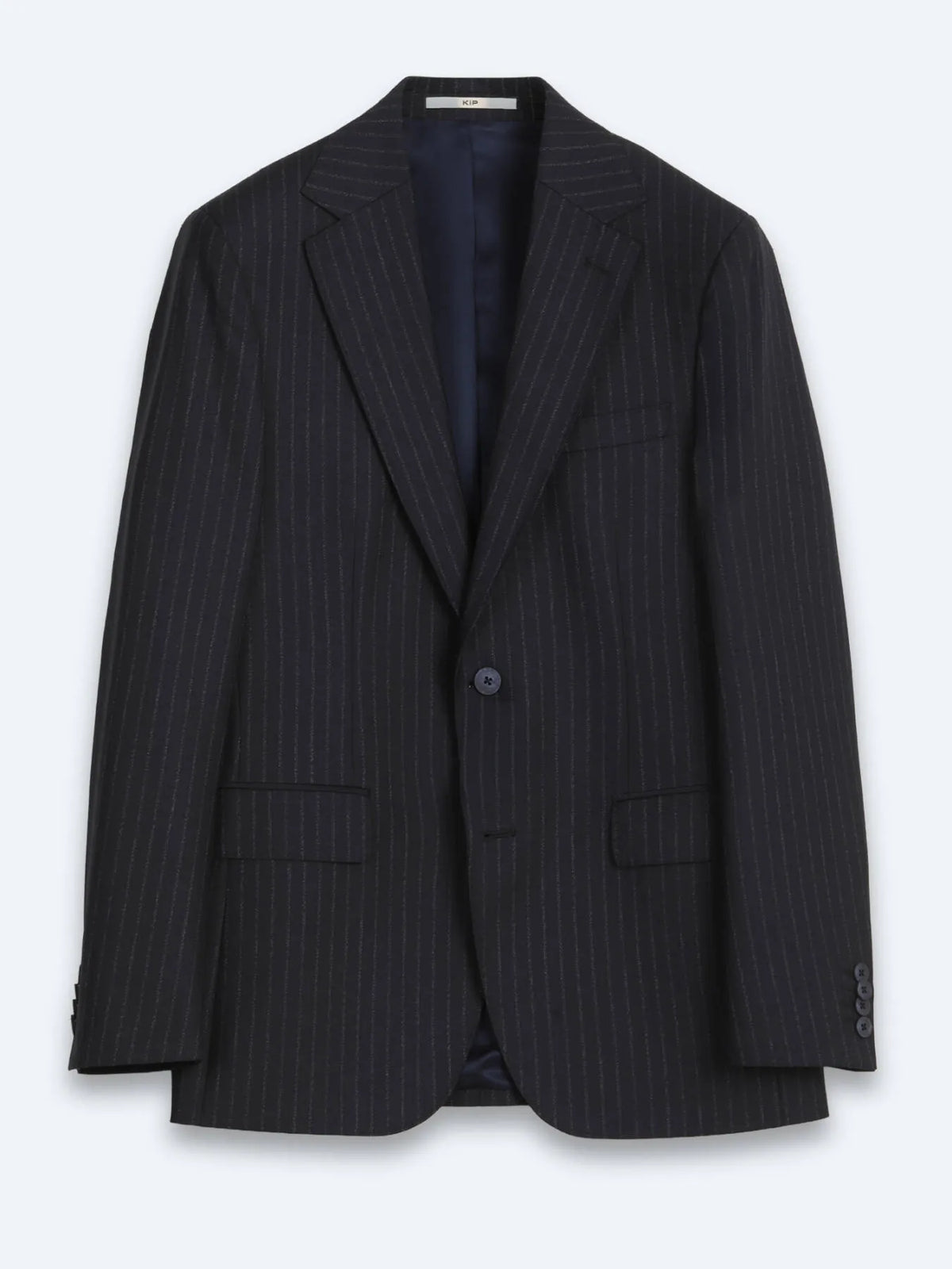 Lacivert Çizgili Modern Fit Yün Karışımlı Takım Elbise
