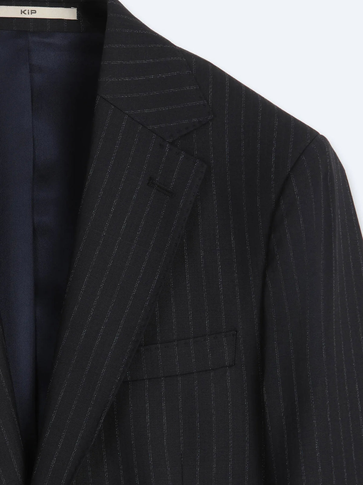 Lacivert Çizgili Modern Fit Yün Karışımlı Takım Elbise
