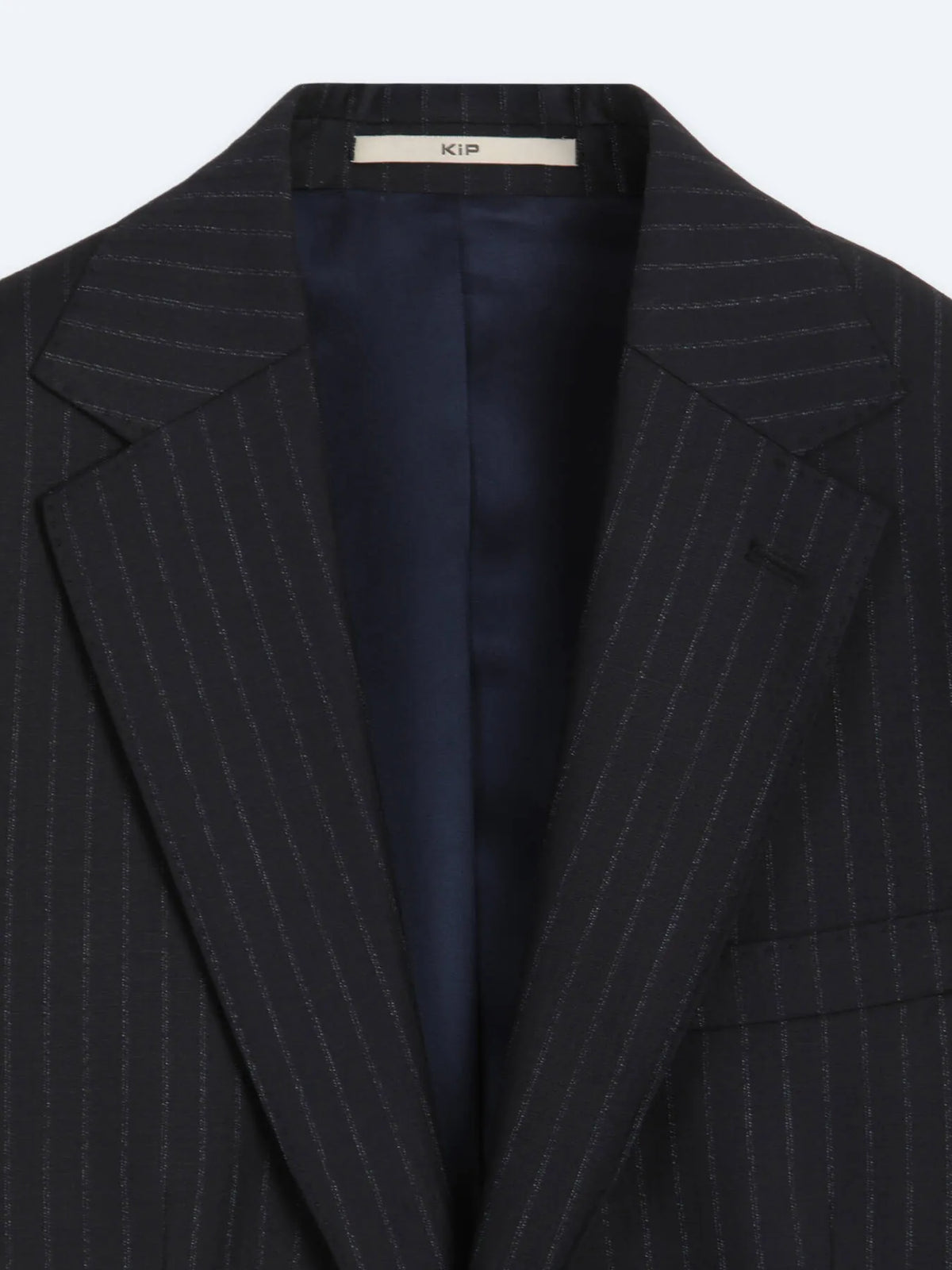 Lacivert Çizgili Modern Fit Yün Karışımlı Takım Elbise