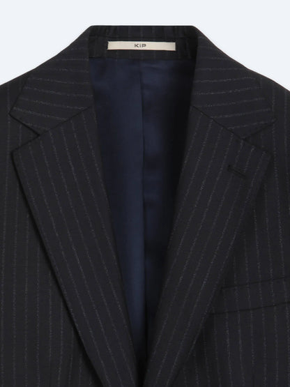 Lacivert Çizgili Modern Fit Yün Karışımlı Takım Elbise