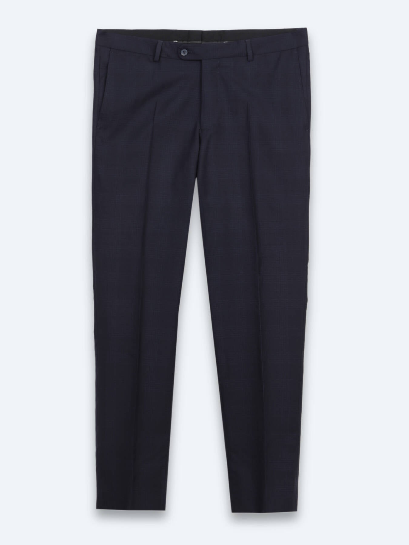 Lacivert Çizgili Regular Fit %100 Yün Takım Elbise