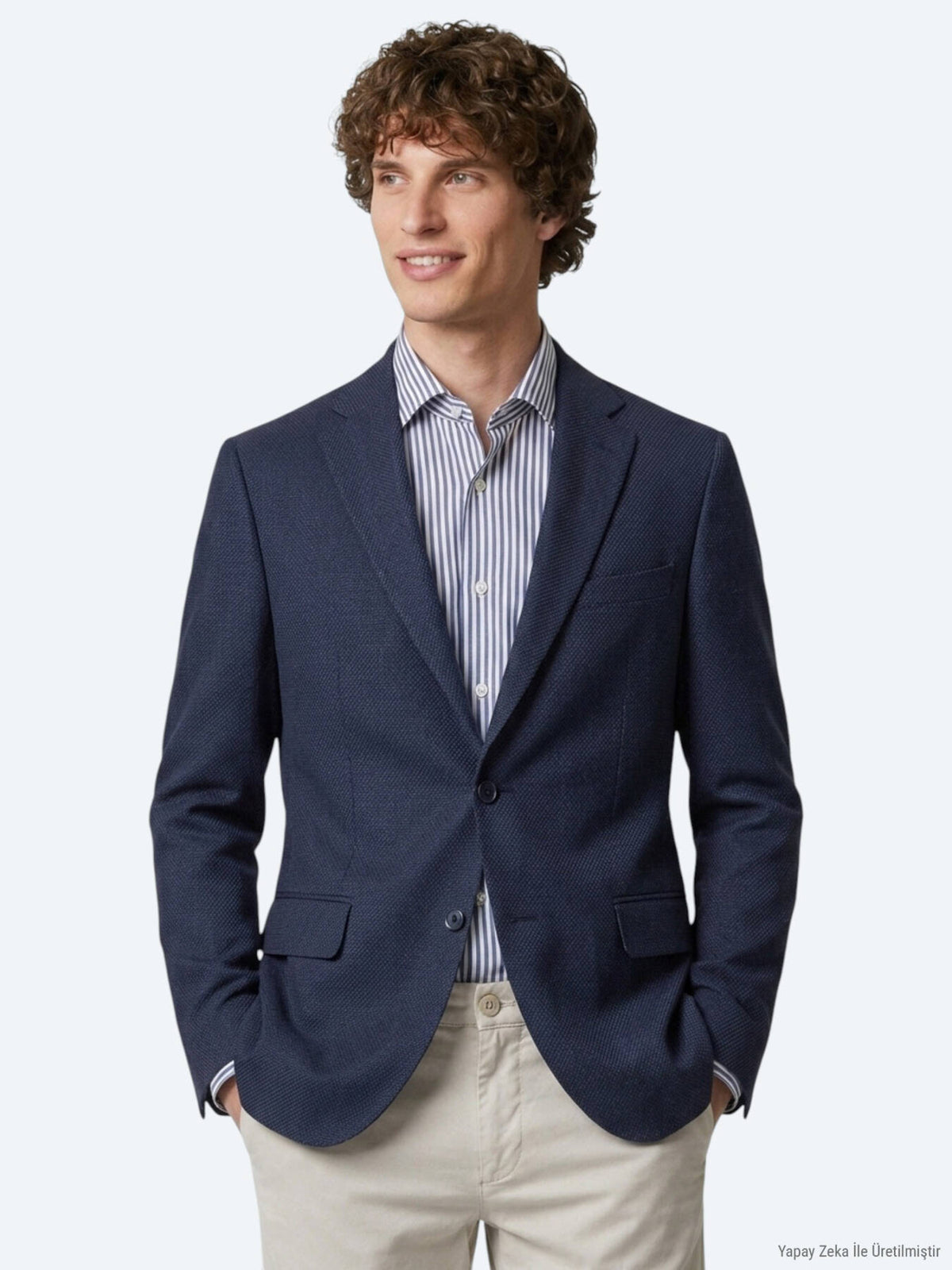 Lacivert Çizgili Regular Fit Ceket