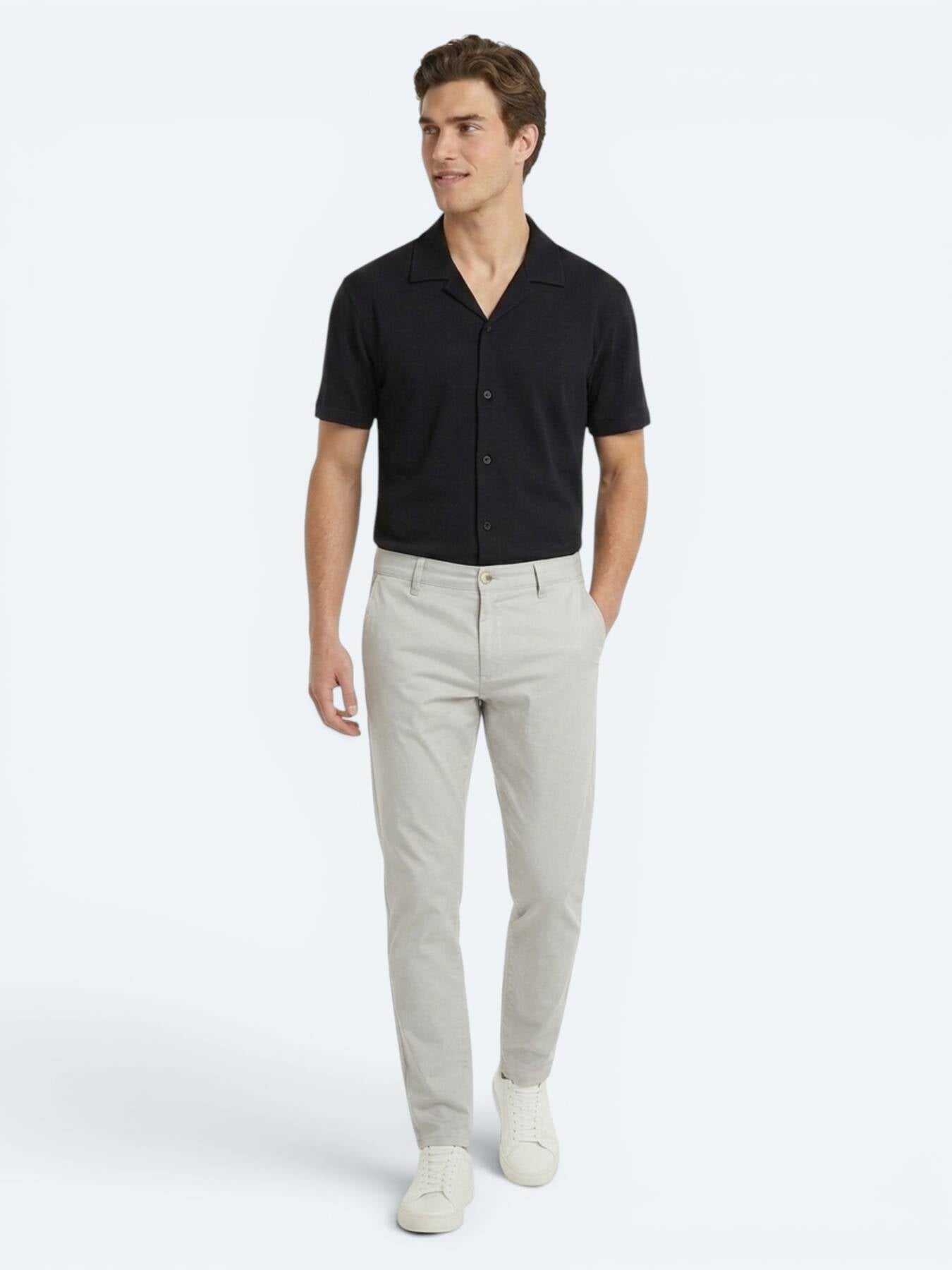 Lacivert Çizgili Regular Fit Kısa Casual %100 Pamuk Gömlek
