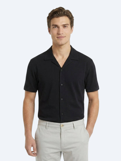 Lacivert Çizgili Regular Fit Kısa Casual %100 Pamuk Gömlek