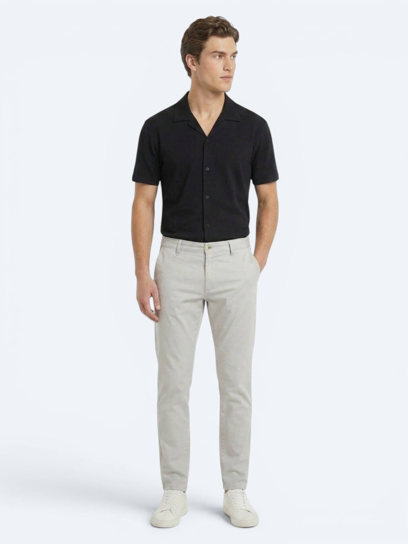 Lacivert Çizgili Regular Fit Kısa Casual %100 Pamuk Gömlek