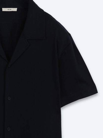 Lacivert Çizgili Regular Fit Kısa Casual %100 Pamuk Gömlek