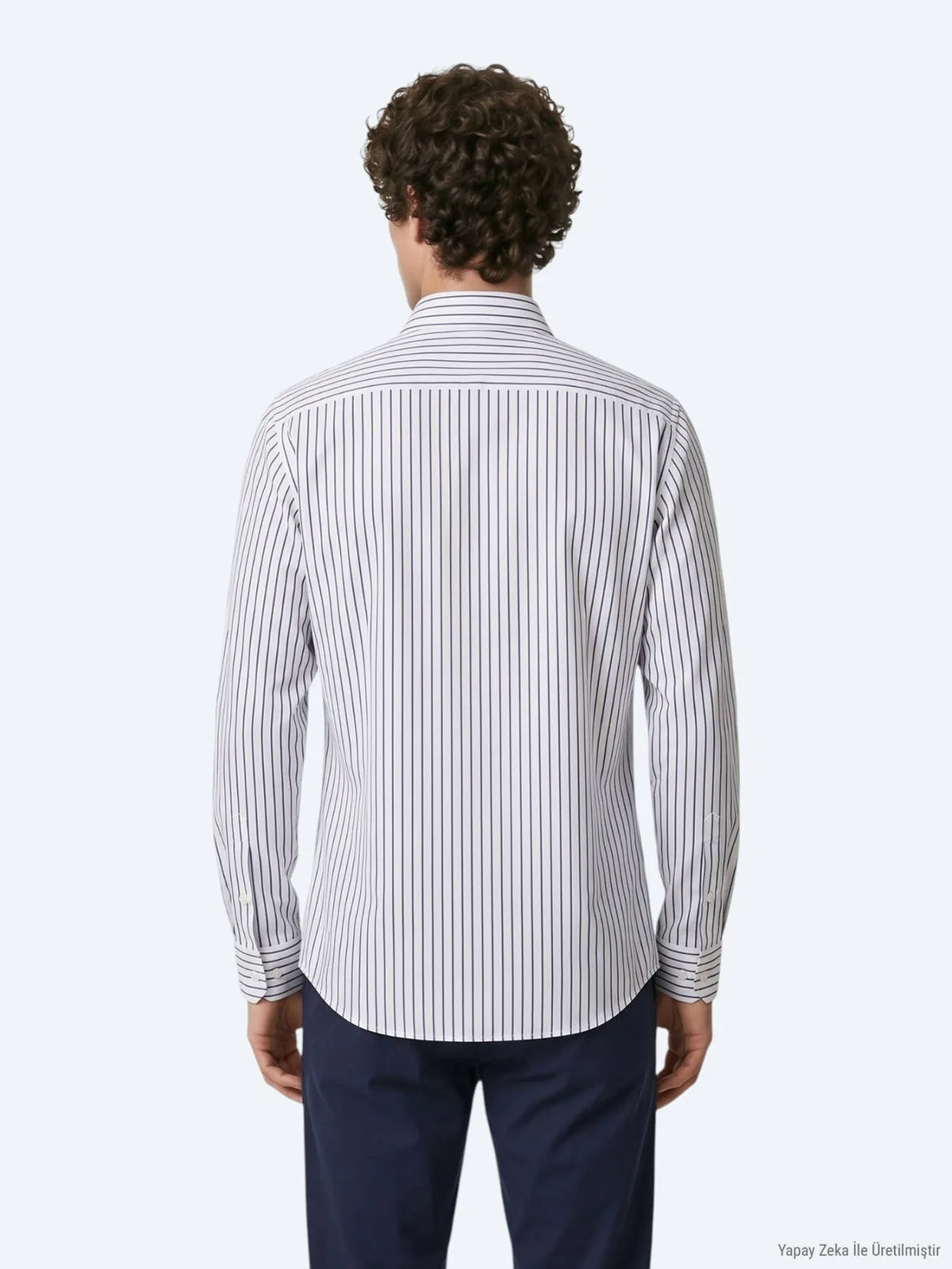 Lacivert Çizgili Regular Fit Uzun Dokuma Casual %100 Pamuk Gömlek