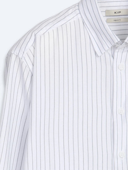 Lacivert Çizgili Regular Fit Uzun Dokuma Casual %100 Pamuk Gömlek