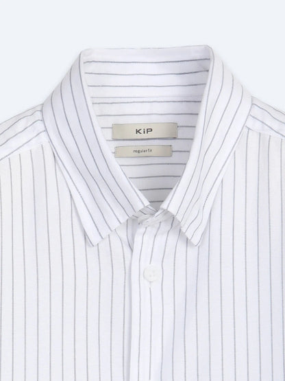 Lacivert Çizgili Regular Fit Uzun Dokuma Casual %100 Pamuk Gömlek