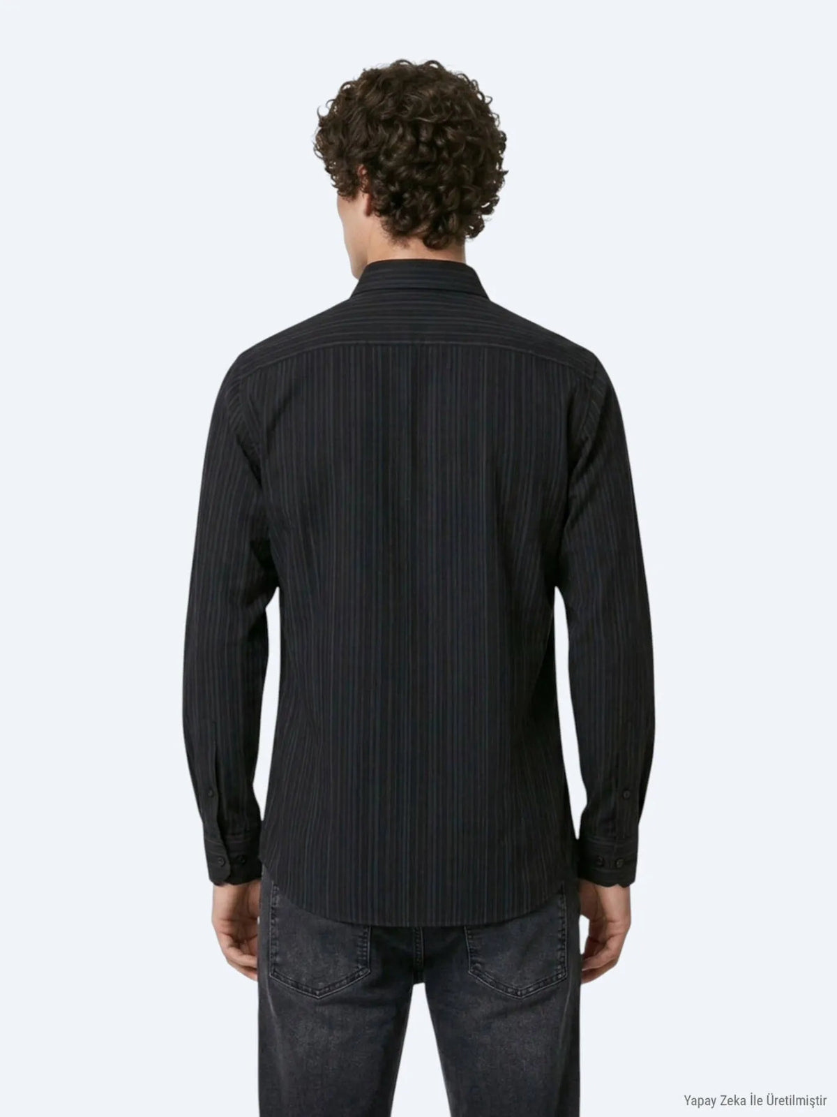 Lacivert Çizgili Regular Fit Uzun Dokuma Casual Gömlek