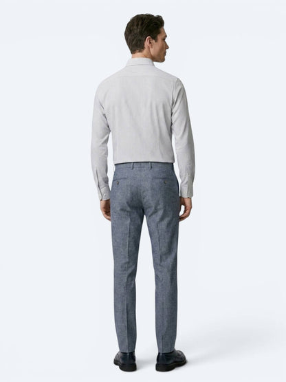 Lacivert Çizgili Regular Fit Uzun Dokuma Casual Pamuk Karışımlı Gömlek
