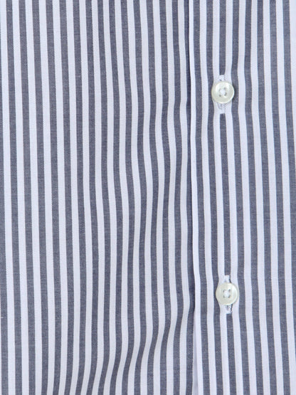 Lacivert Çizgili Regular Fit Uzun Dokuma Casual Pamuk Karışımlı Gömlek