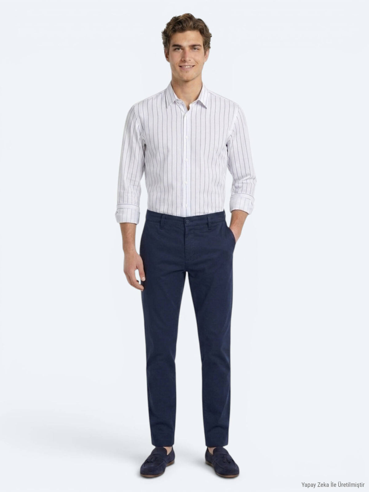 Lacivert Dokuma Jogging Fit Casual Pamuk Karışımlı Pantolon