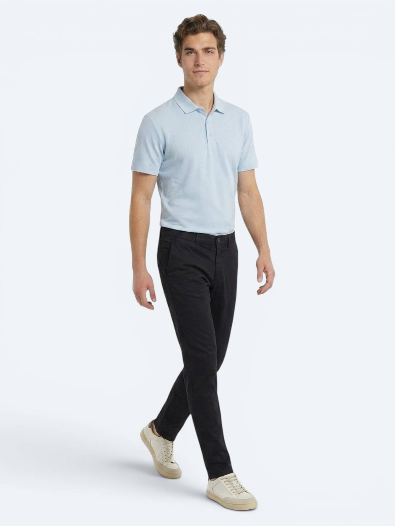 Lacivert Dokuma Jogging Fit Casual Pamuk Karışımlı Pantolon