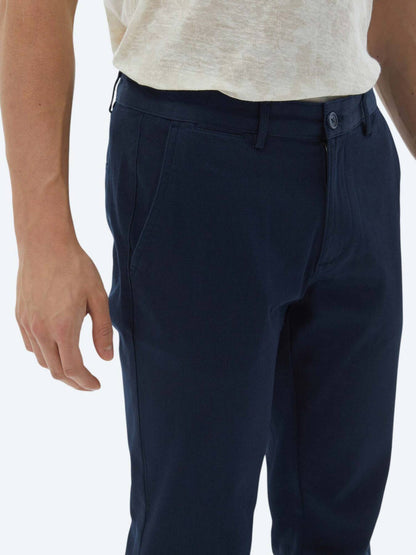 Lacivert Dokuma Regular Fit Casual Pamuk Karışımlı Pantolon