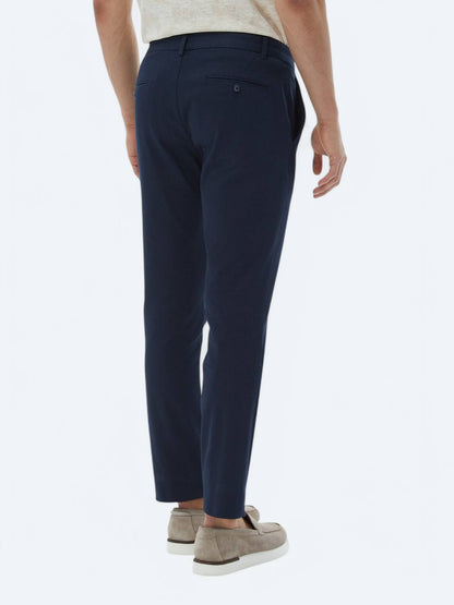 Lacivert Dokuma Regular Fit Casual Pamuk Karışımlı Pantolon