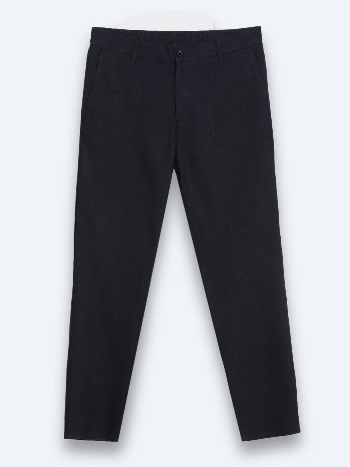 Lacivert Dokuma Relaxed Fit Casual Pamuk Karışımlı Pantolon